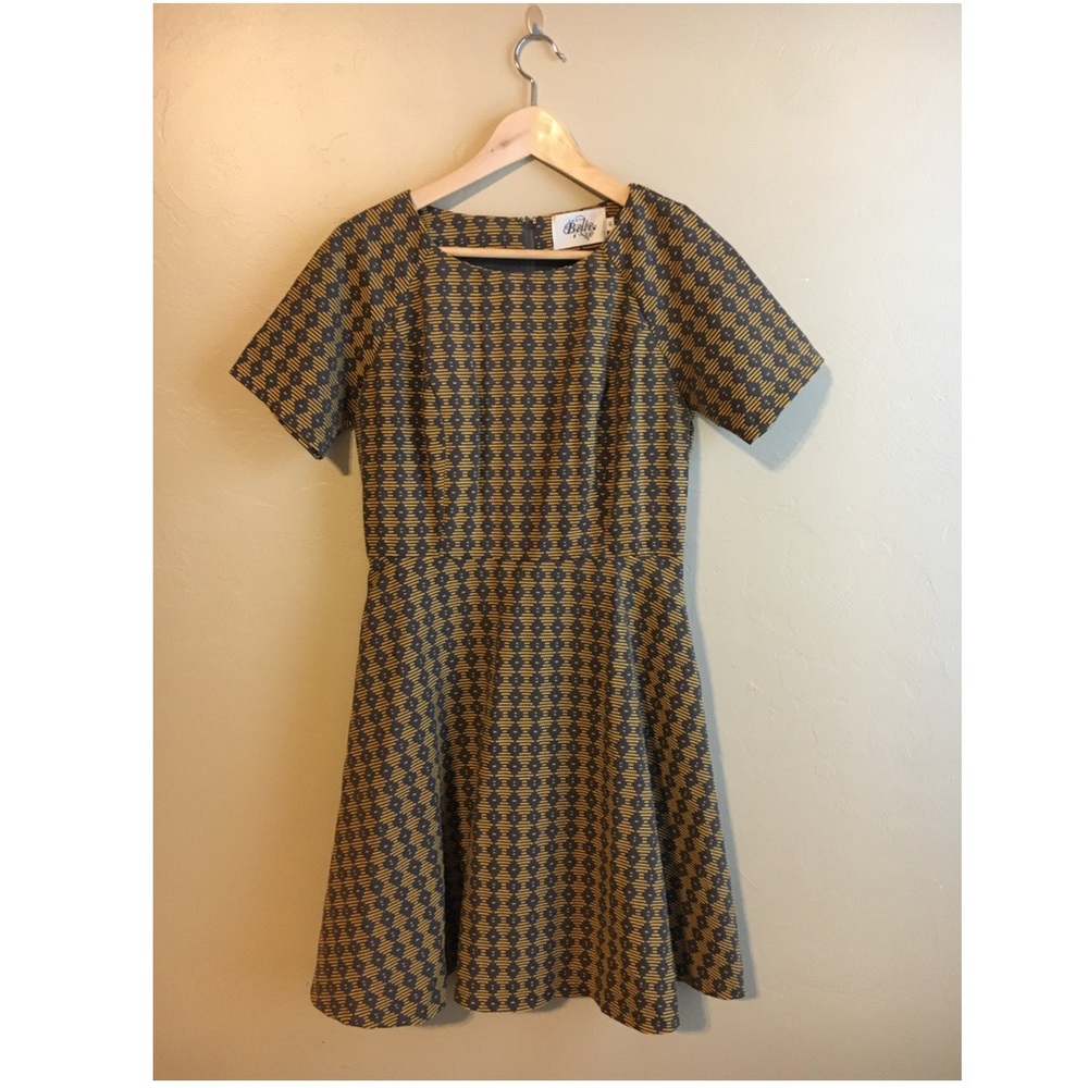 Ruby Belle Fit & Flare Yellow & Brown Dress